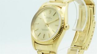 Gentlemen's Rolex 18ct Gold Oyster Perpetual Wristwatch w/ Papers Ref.1013, circular champagne
