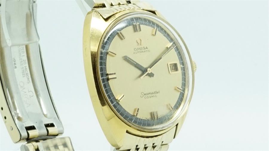 Gentlemen's Omega Seamaster Cosmic Date Wristwatch, circular gold dial two tone hour markers and a - Image 3 of 4