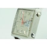 Rare Gentlemen's Heuer 'Monaco' Ref. 1533 Vintage Chronograph Wristwatch, square silver brushed