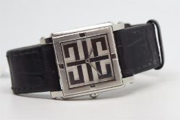 Unreserved - Givenchy Dress Watch, square silvered dial, 31mm stainless steel case, case back