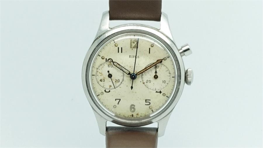 Rare Birks Royal Canadian Air Force Military Vintage Chronograph Wristwatch, circular aged beige - Image 4 of 4
