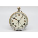 Jaeger LeCoultre Military Crows Foot Vintage Pocket Watch, circular beige dial with outer minute