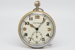 Jaeger LeCoultre Military Crows Foot Vintage Pocket Watch, circular beige dial with outer minute