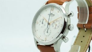 Gentlemen's Fortis Chronograph Wristwatch, circular two tone white dial with dot hour markers and