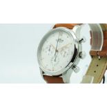 Gentlemen's Fortis Chronograph Wristwatch, circular two tone white dial with dot hour markers and