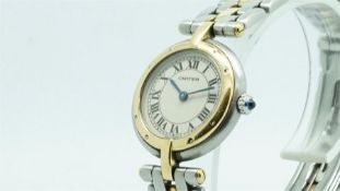 Ladies Cartier 'Panthere Vendome' Wristwatch 'Ref. 27934', circular off white dial with blacm
