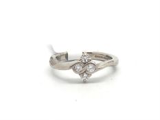 Four stone diamond cluster ring, four round brilliant cut diamonds set in a diamond shape, with