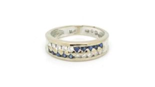 18ct White gold ring set with diamonds and sapphires. UK size O. 3.9g