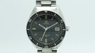 Gentlemen's Omega 120 Vintage Divers Wristwatch, circular aged black dial with a centre second and a