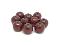 10x loose cherry amber beads, 14mm wide, 18g gross