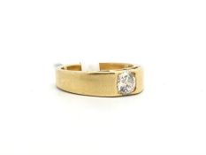 French single stone diamond band ring, old cut diamond weighing an estimated 0.70ct, set in yellow