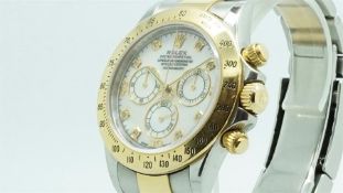 Gentlemen's Rolex Daytona Bi Colour Wristwatch 'Mother of Pearl' Dial Ref.116523, circular mother of