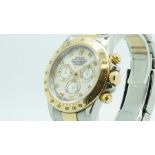 Gentlemen's Rolex Daytona Bi Colour Wristwatch 'Mother of Pearl' Dial Ref.116523, circular mother of