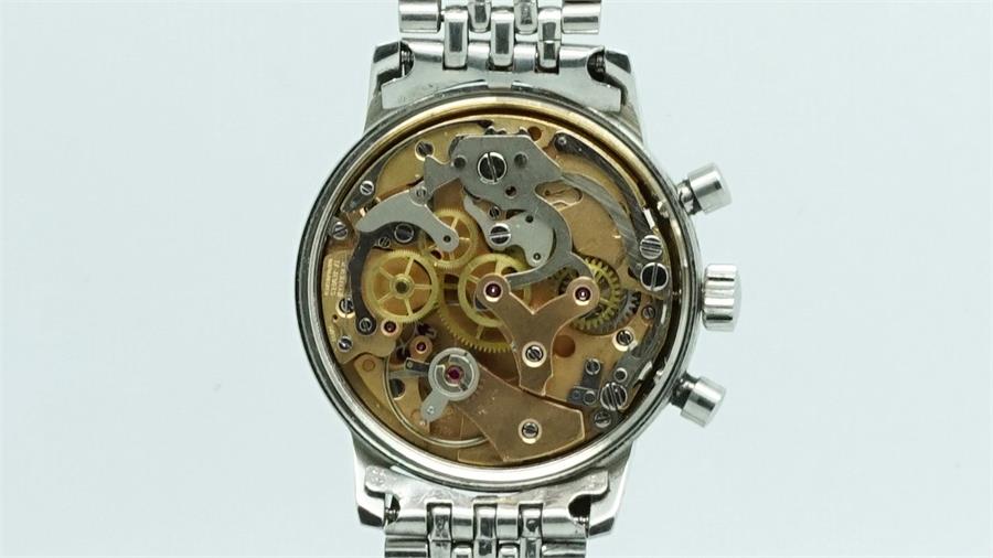 Gentlemen's Zodiac Chrongraph Vintage Valjoux Wristwatch, circular revers panda dial with two - Image 5 of 5