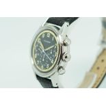 Rare Gentlemen's Movado Vintage Chronograph Wristwatch, circular two tone black and gilt dial with