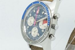 Rare Gentleman's Jacques Monnat Vintage Chronograph Wristwatch, circular blue dial with multi