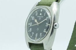 Gentlemen's Hamilton RAF Military 1974 Vintage Wristwatch, circular black very clean dial with