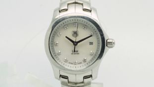 Ladies Tag Heuer Link, mother of pearl diamond dot dial, stainless steel case and bracelet,