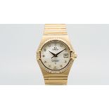 Mid Size Omega Constellation Diamond Bezel 18ct Rose Gold Wristwatch, circular omega printed dial