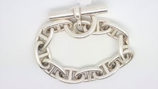 HERMES- A Hermes Jumbo Chaine d'Ancre silver bracelet, bearing French standard marks for silver