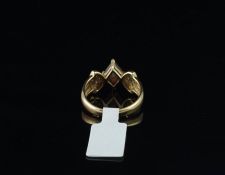 Garnet and diamond ring, square cut garnet with diamonds set to each shoulder, set in 9ct yellow