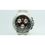 Gentlemen's Tag Heuer Indy 500, black dial, three register chronograph, outer rotating bezel,