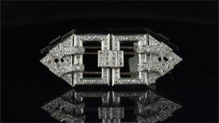 Art Deco French diamond double clip brooch, set with old, brilliant and rose cut diamonds,