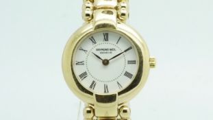 Ladies Raymon Weil, circular white dial, gold plated case and bracelet, ref. 5839