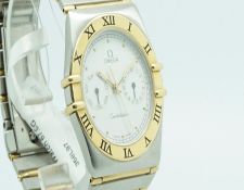 Omega Constellation chronograph, white dial with twin registers, bi colour case and bracelet,