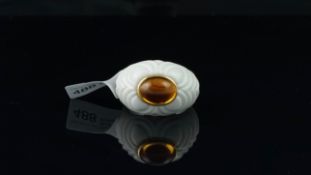 Bvlgari - Bvlgari Chandra cocktail ring, cabochon citrine set in 18ct and white porcelain, signed