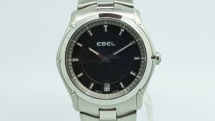 Gentlemen's Ebel Classic Sport, black dial stainless steel case and bracelet, ref. E9954Q31