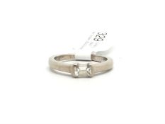 Single stone diamond ring, emerald cut diamond set in 18ct white gold,ring size H