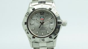 Ladies' Tag Heuer Aquaracer, silver dial, stainless steel case and bracelet, ref. WAF1412