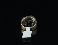 White stone set ring, in white metal stamped 18ct, ring size P