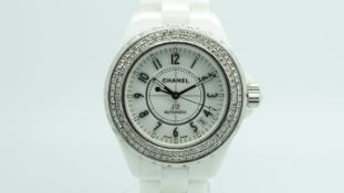 Chanel J12 Automatic, white dial with diamond set bezel, white ceramic case and bracelet