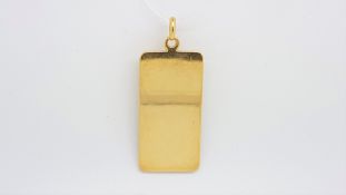 Cartier ID tag pendant, rectangular design, bearing French marks for 18ct, signed Cartier Paris
