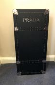 PRADA- A pair of ex display case, black leathette with chrome fitting, flight case style, with two