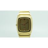 Omega 18ct Electroquartz F8192, gold dial with red feature Omega symbol and date aperture, heavy