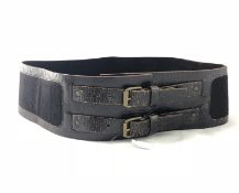 MIU MIU- A Miu Miu leather pony hair belt, 8,5cm wide with two brass buckles, signed and numbered,