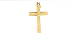 9ct cross pendant, engraved