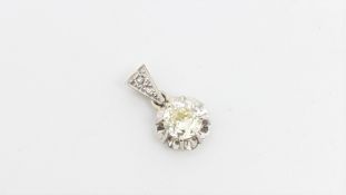 Diamond pendant, old cut diamond weighing an estimated 0.80ct, in a floral claw mount, suspended