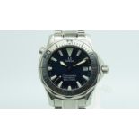 Omega Seamaster mid size, luminous hour markers, rotating outer bezel, stainless steel case and