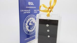 Three loose round brilliant cut diamonds, weighing 0.21ct, with EGL certificate stating VVS2, I, 0.