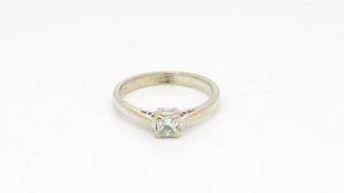 Princess cut diamond ring, singles diamond estimated diamond weight 0.33ct, in 18ct white gold, ring
