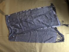 RALPH LAUREN- A Ralph Lauren blue silk scarf tassell ends, approximately 200 x 50cm