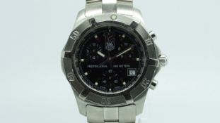Gentlemen's Tag Heuer Professional 200m, triple register chronograph, stainless steel case and