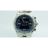 Gentlemen's Breitling B-1, circular blue dial with analogue and dual digital displays, 42mm