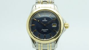 Ladies' Omega Seamaster 120, blue dial, bi colour case and bracelet, quartz