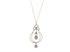 Art Nouveau opal drop pendant, set in yellow metal stamped 9ct, together with a later 9ct gold