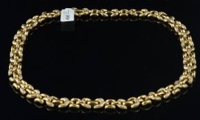 French heavy diamond set collar necklace, link design, with alternating links set with round